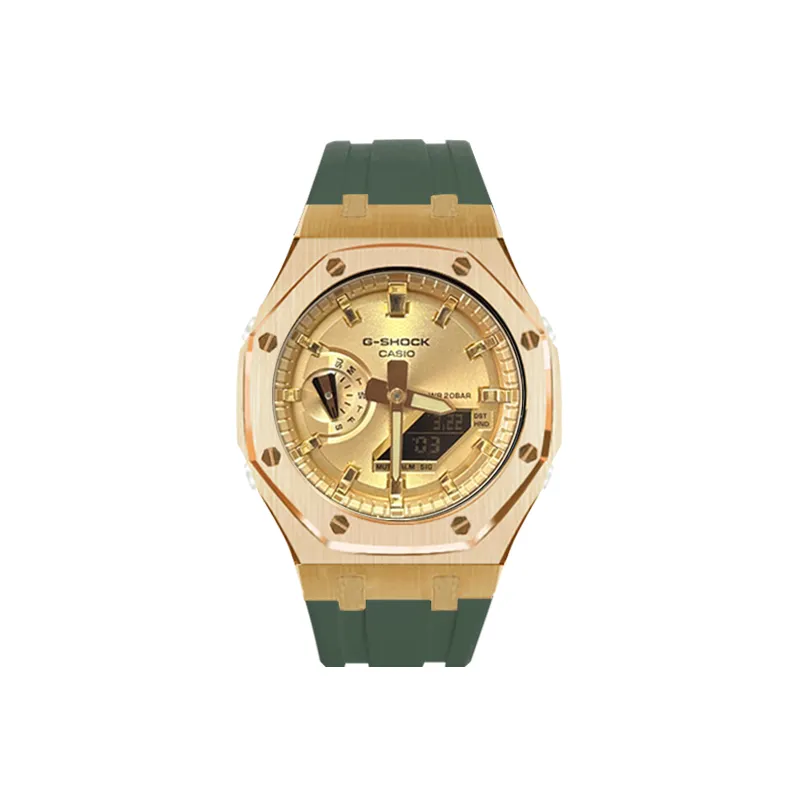 CASIO Custom Collection Quartz Movement Rubber Strap Watch Unisex Gold Dial