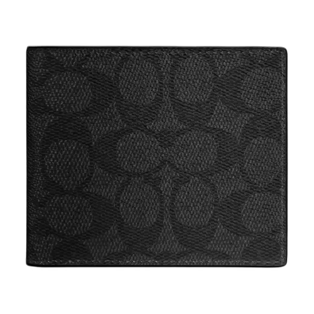 COACH Signature Coated Canvas Wallets Men's Black Gray