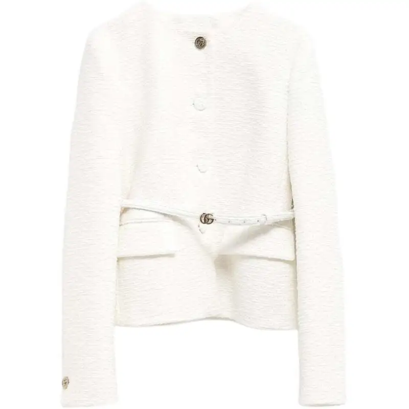 GUCCI Cotton Bouclé Belted Jacket