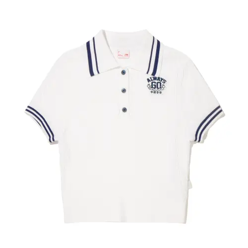 Li Ning Polo Shirts Women's Ecru Polo Collar Moderate Straight Fit