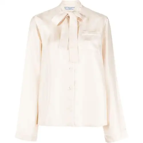 PRADA Shirts Women's Beige Lapel Moderate