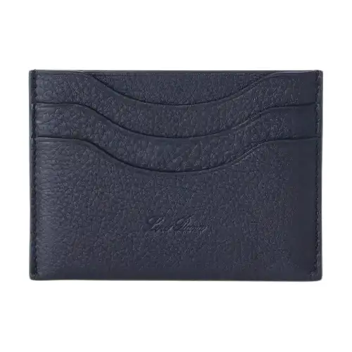 Loro Piana Cow Leather Card Holder Men's Marine Blue