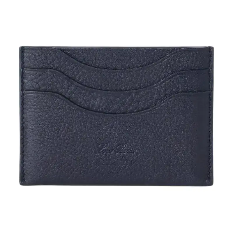 Loro Piana Cow Leather Card Holder Men's Marine Blue