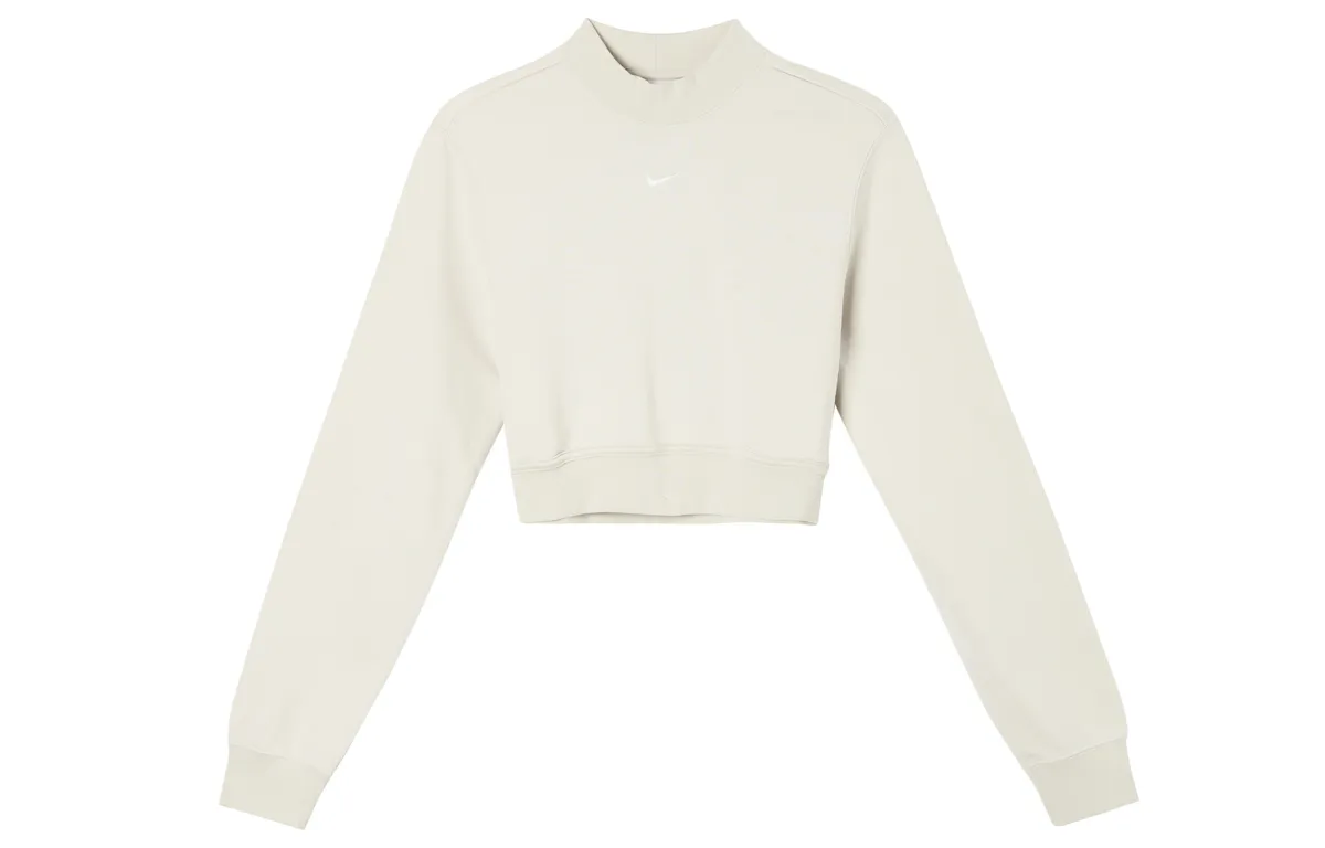 Nike Crop Tops Women's Beige Half-Turtleneck Moderate