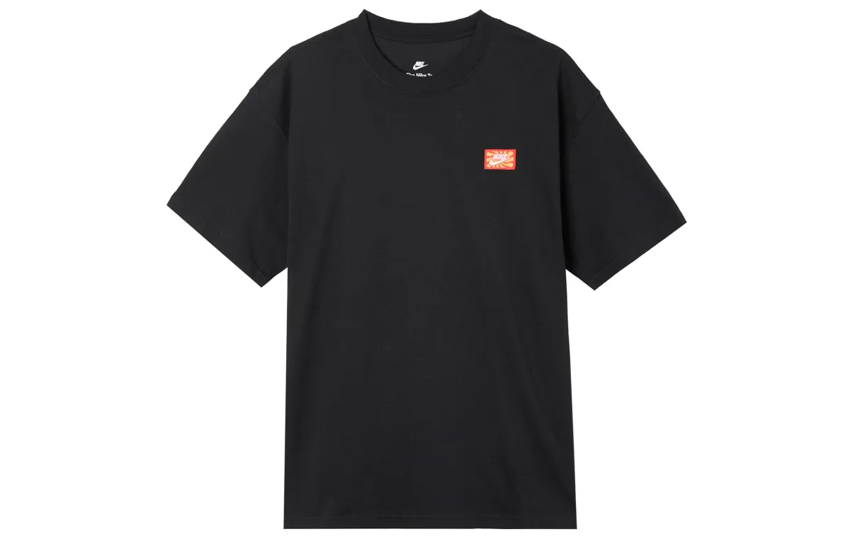 Nike T-Shirts Men's Black Crew Neck Moderate Straight Fit
