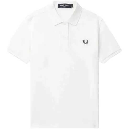 FRED PERRY SS25 повседневная однотонная универсальная рубашка-поло с короткими рукавами и вышивкой из пшеничных колосьев для женщин