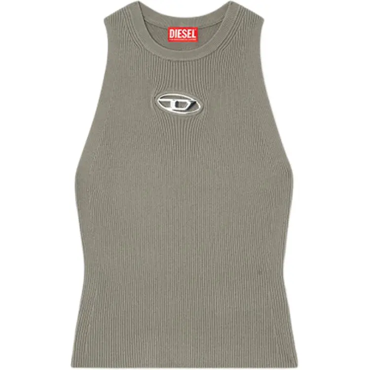 Diesel M-Caddix Logo Plaque Ribbed-Knit Top