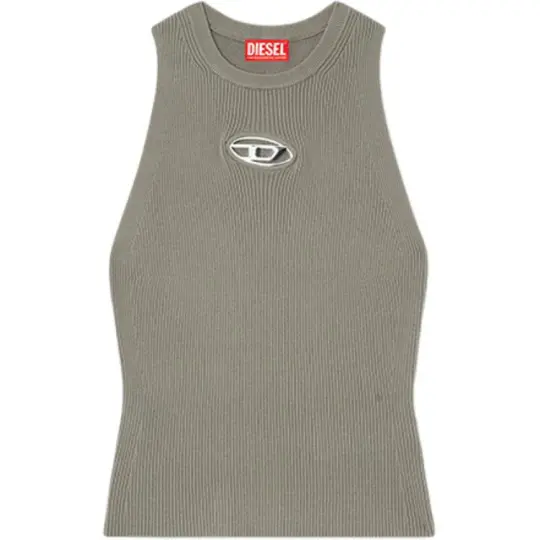 Diesel M-Caddix Logo Plaque Ribbed-Knit Top