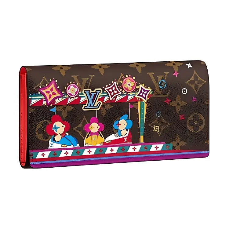 LOUIS VUITTON Sarah Wallet Monogram 16 Card Slot Vivienne Holiday Rouge Red