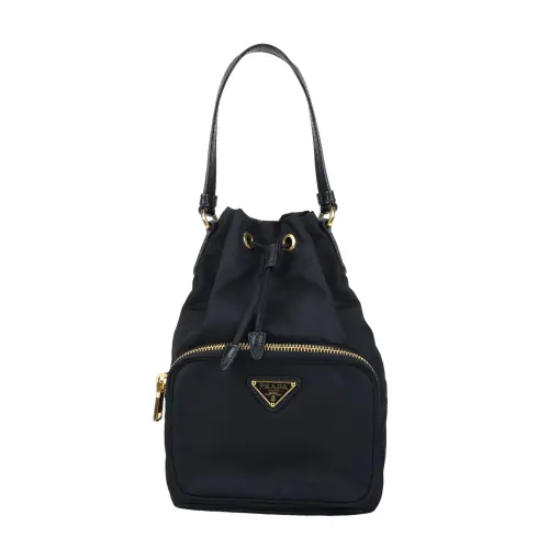 PRADA Re Nylon Re Nylo Nylon Leather Composite Crossbody Handbag Women's Black