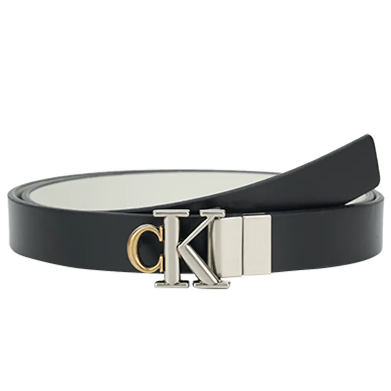 CALVIN KLEIN Cow Leather Belts Women's Black/Silver Birch Width 2cm
