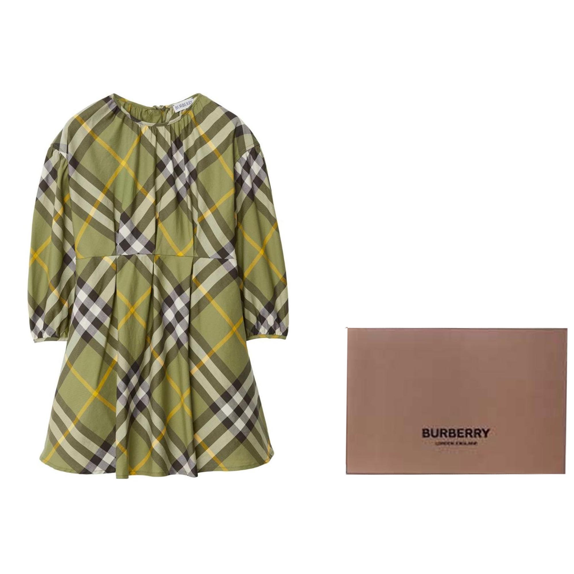 Женское платье Burberry Check Dress (зеленое) — фото 8