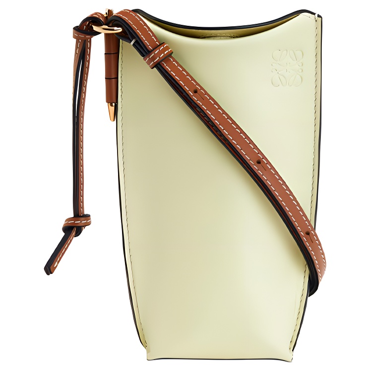 LOEWE Gate Pocket Smooth Cow Leather Shoulder Bag, Crossbody Bag Women's Light Lime Gray