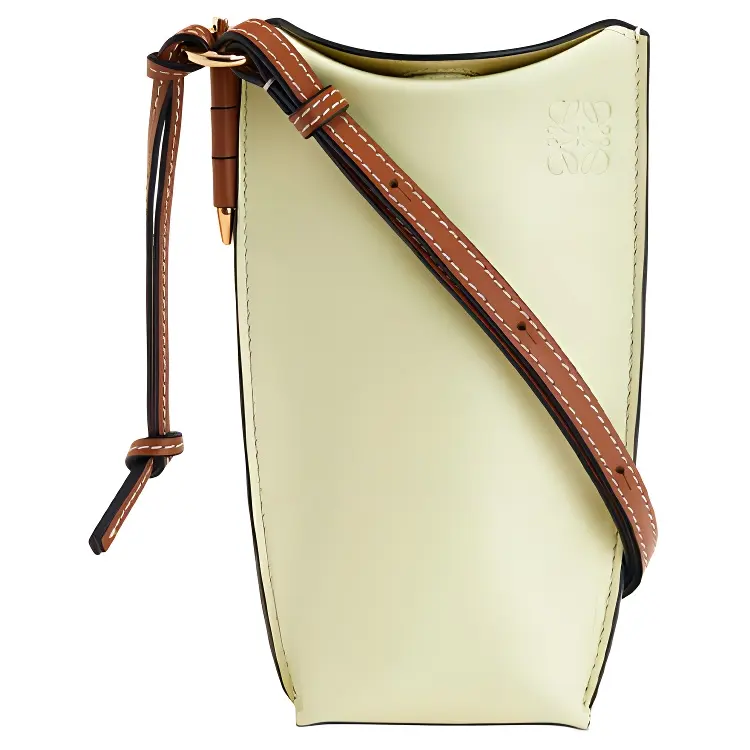 LOEWE Gate Pocket Smooth Cow Leather Shoulder Bag, Crossbody Bag Women's Light Lime Gray