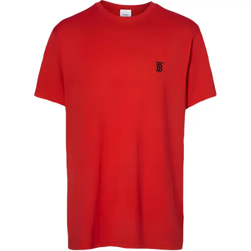Burberry T Shirts Men's Red Crew Neck Moderate