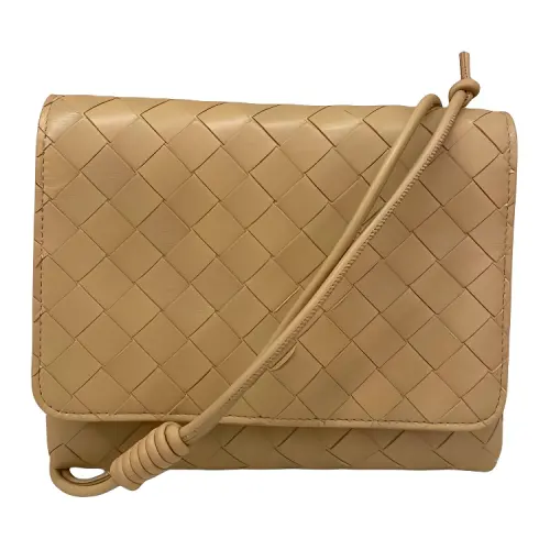 Bottega Veneta Intrecciato Sheepskin With Cow Leather Shoulder Bag, Crossbody Bag Mini Women's Gold
