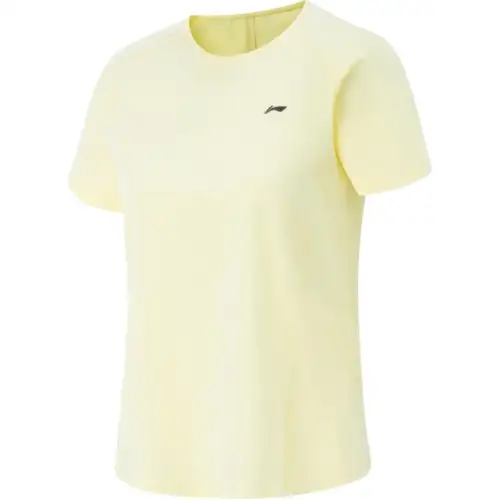 Li Ning T Shirts Women's Yellow Crew Neck Moderate Straight Fit