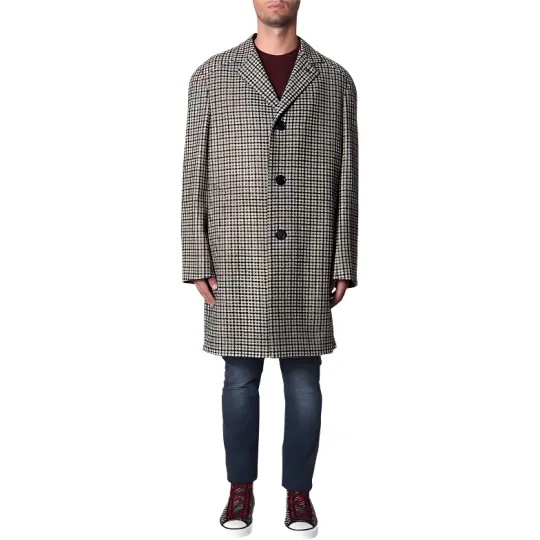 Lanvin Coats Men's Gray Lapel Moderate Straight Fit