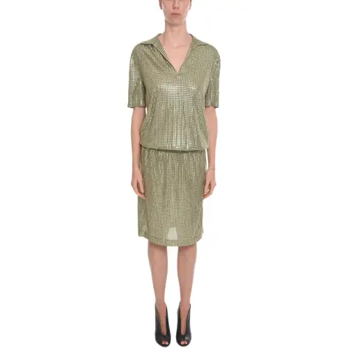 Bottega Veneta Short Sleeved Dress Women's Sage Green