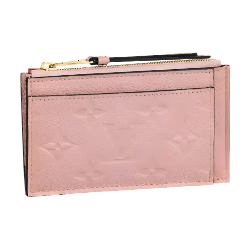 LOUIS VUITTON Embossed Cow Leather Wallet Women's Rose Pink