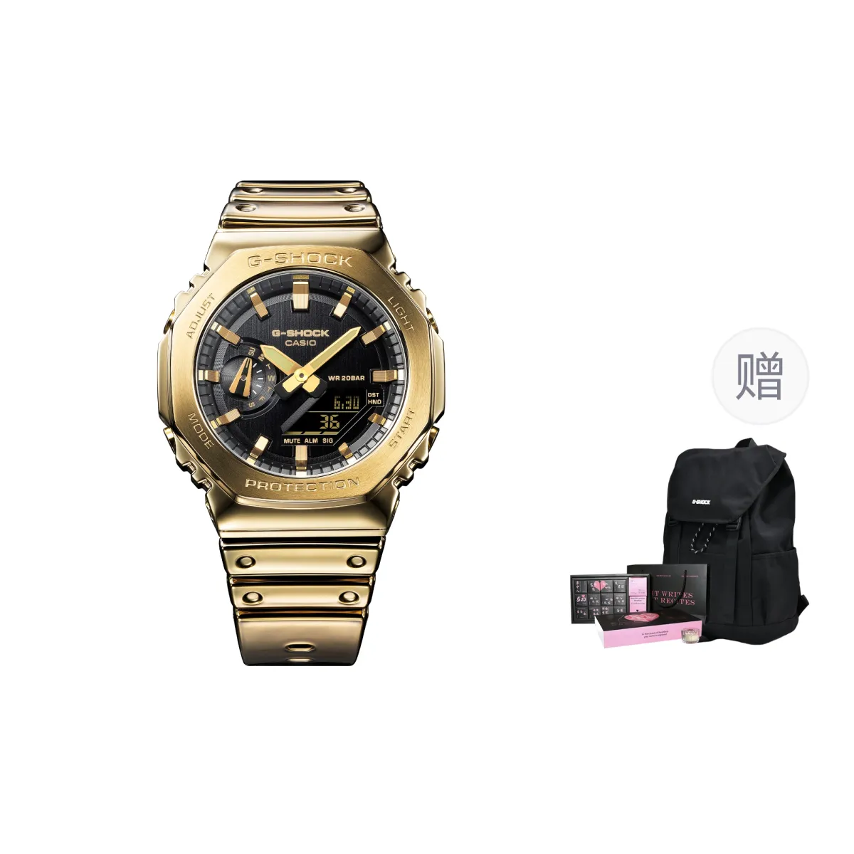 CASIO G STEEL Octagonal Dial Quartz Movement Resin Strap Watch Unisex Black Dial