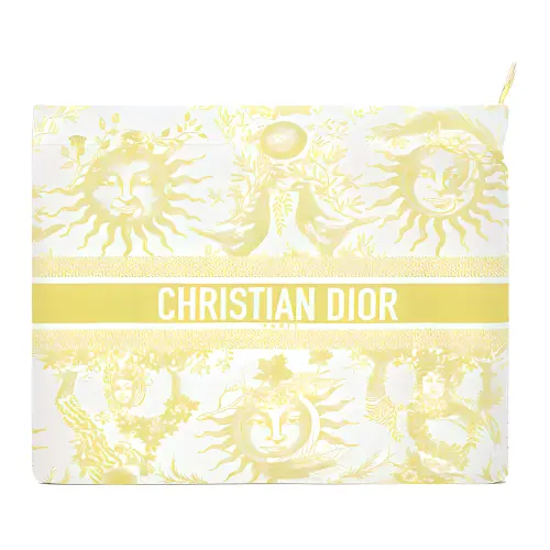 DIOR DIORIVIERA Technical Fabric Clutch Women's Lemon Yellow