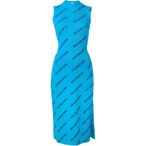 Balenciaga Allover Logo Wrap Dress