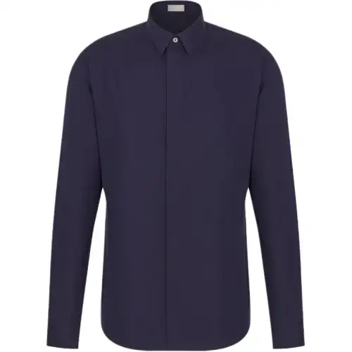 DIOR Shirts Men's Marine Blue Lapel Moderate