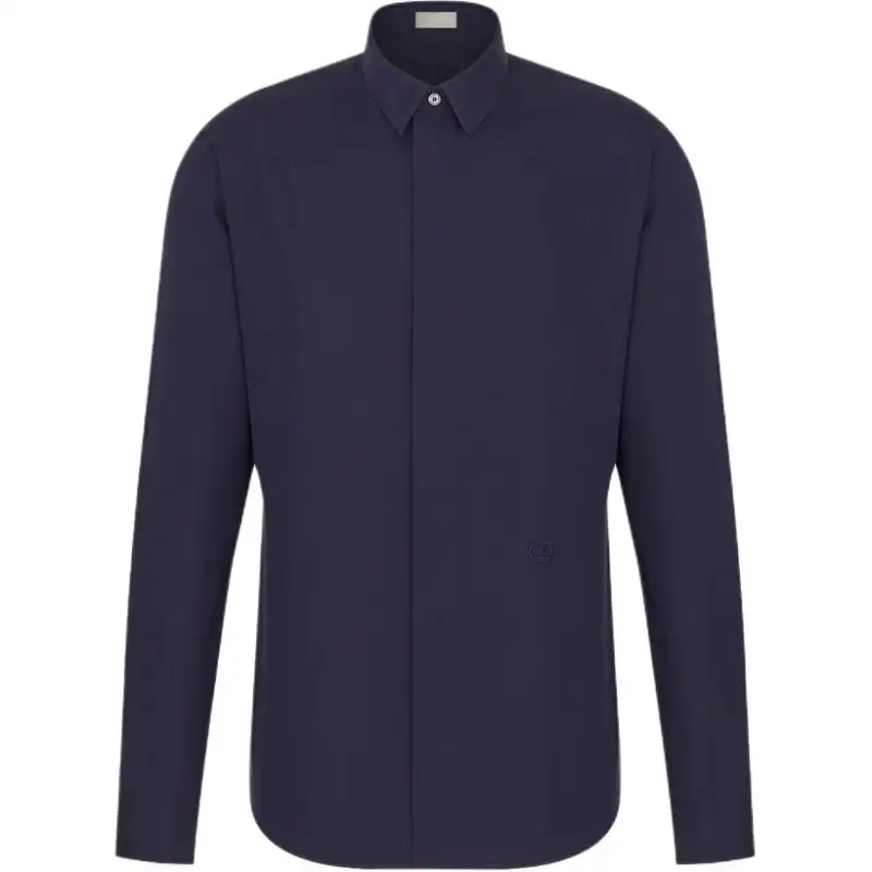 DIOR Shirts Men's Marine Blue Lapel Moderate