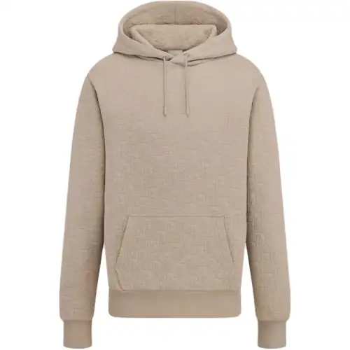 DIOR Sweatshirts Men's Beige Hooded Non Detachable Moderate Straight Fit