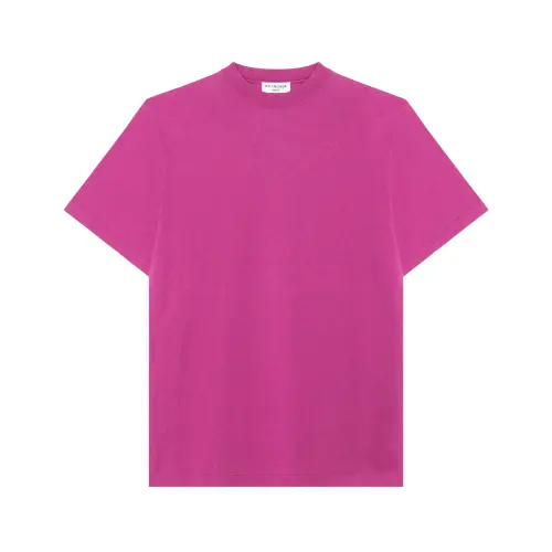 Balenciaga T Shirts Men's Rose Red Crew Neck Moderate Straight Fit