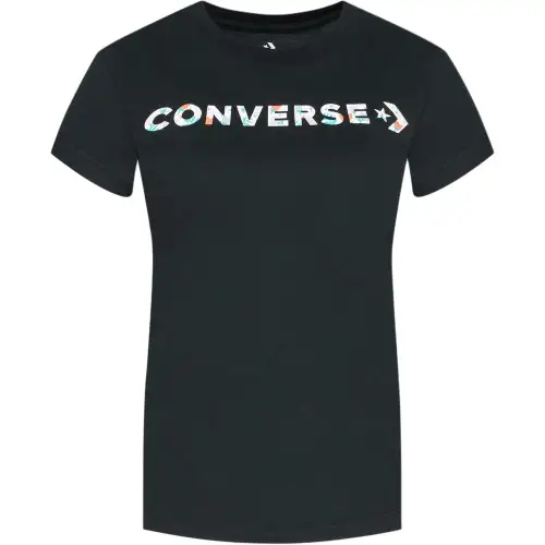 Converse T Shirts Women's Black Crew Neck Moderate