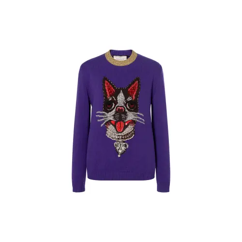 GUCCI Sweaters Women's Purple Crew Neck Moderate Other