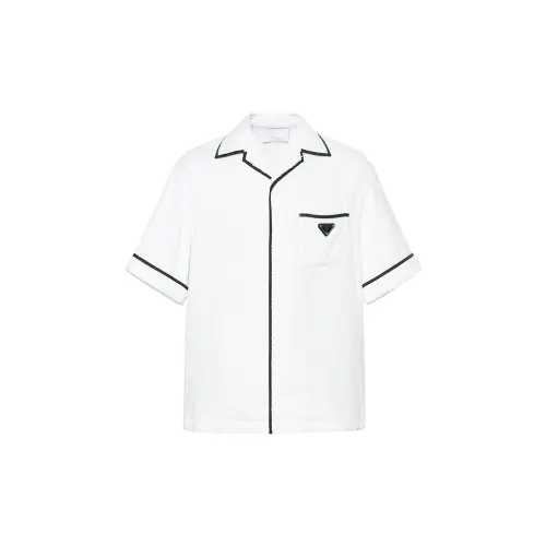 PRADA Shirts Men's White Cuban Collar Moderate Other