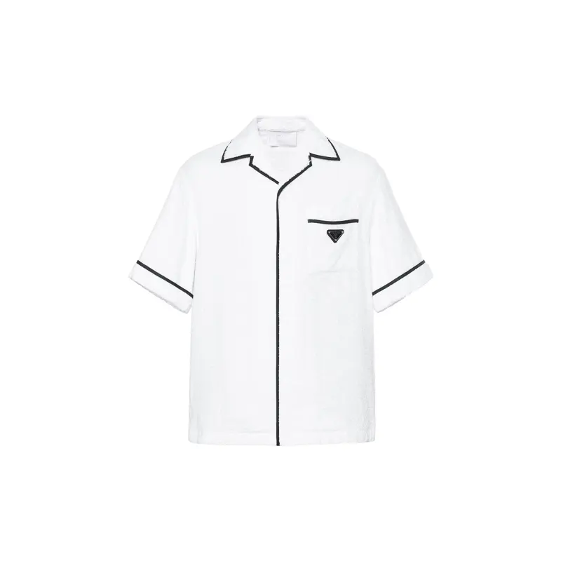 PRADA Shirts Men's White Cuban Collar Moderate Other