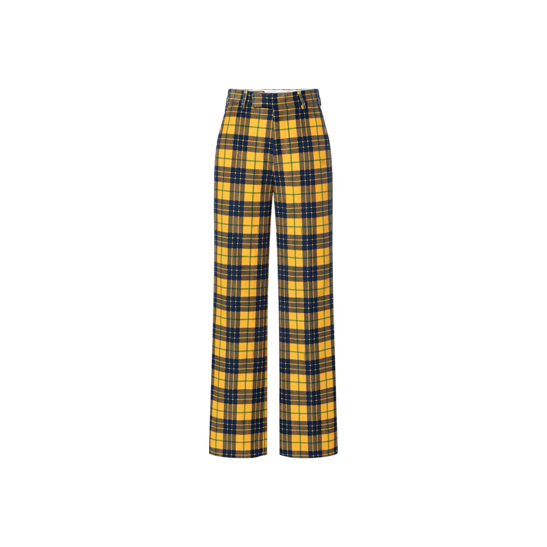 GUCCI Straight Leg Checked Tartan Cotton Trousers