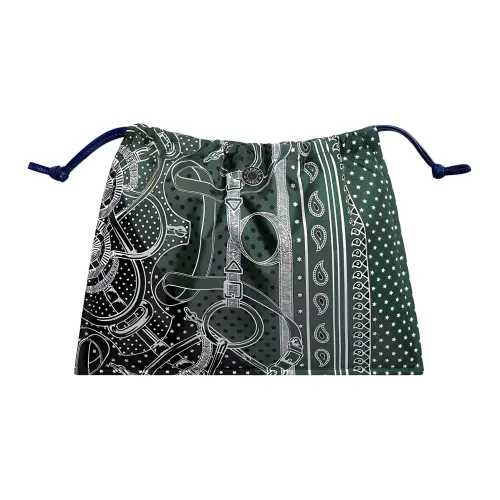 HERMES Pilo Patterned Print Milo Lambskin, Swift Calfskin Clutch Women's English Green & Black & Royal Blue