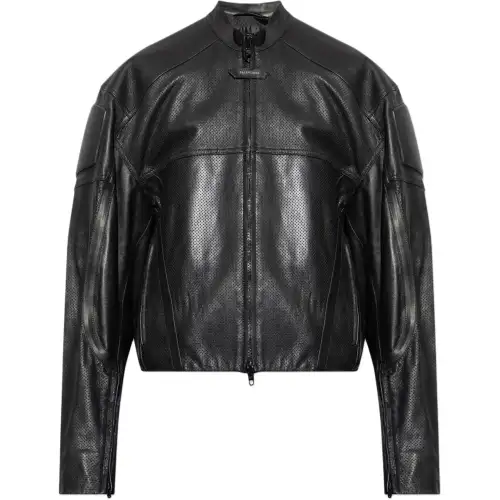 Balenciaga Stand Up Collar Leather Jacket