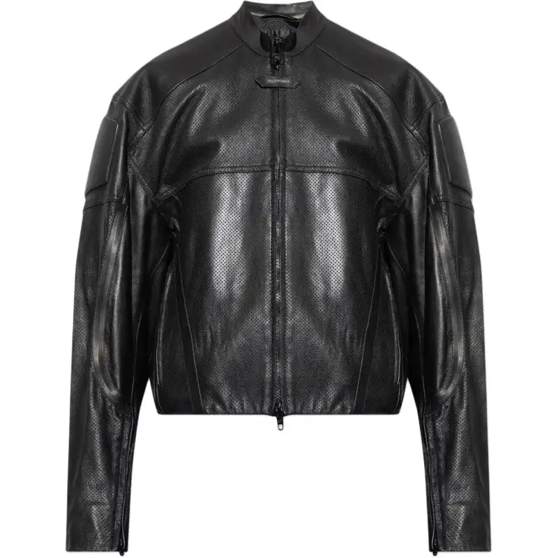 Balenciaga Stand Up Collar Leather Jacket