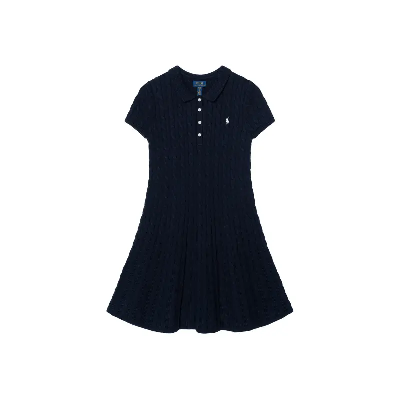 Polo Ralph Lauren Dress, dark blue children's pony, with embroidery, polo collar, with short sleeve