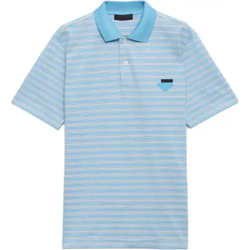 Prada Short-Sleeved Striped Polo Shirt