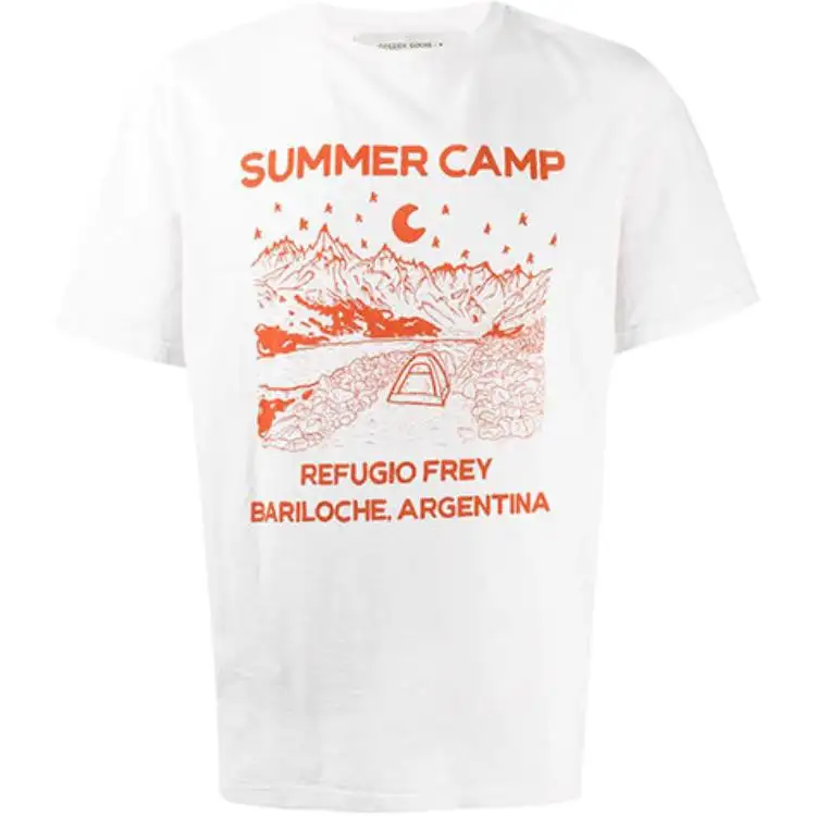 Golden Goose T Shirts Men's White Crew Neck Moderate Straight Fit