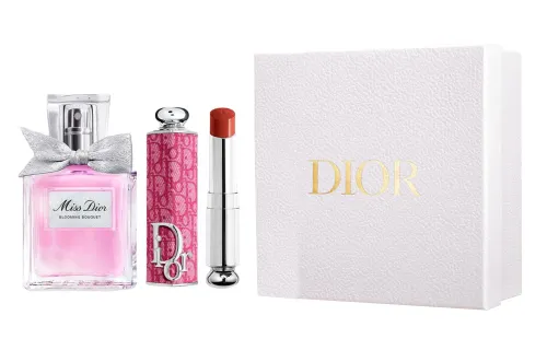 DIOR Lipstick, perfume, floral set contains rose, white musk, 3.2g, 30 ml