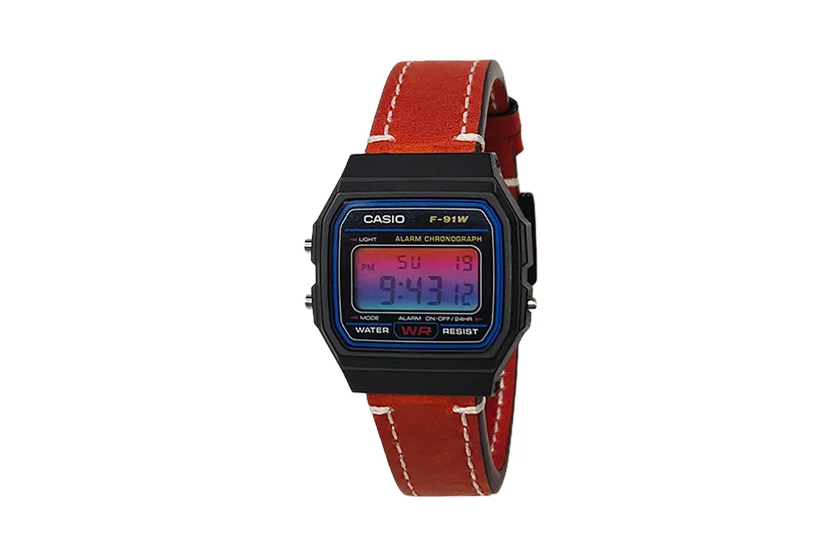 CASIO Custom Collection Quartz Movement Genuine Leather Strap Watch Men's Watches Black Dial
