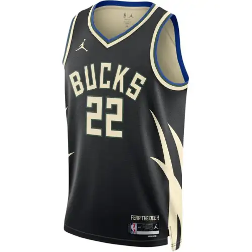 Jordan Milwaukee Bucks Dri-FIT NBA Middleton No. 22 Announcement Edition Series Letters Comfortable Simple Sweat-absorbent Cool Comfortable Round Neck Jersey Basketball Vest Men's Black