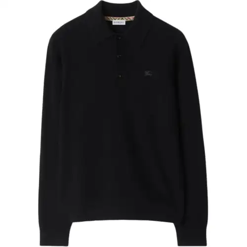 Burberry Ekd Embroidered Long Sleeved Polo Shirt