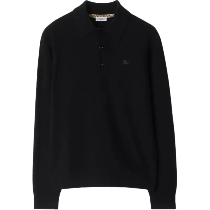 Burberry Ekd Embroidered Long Sleeved Polo Shirt