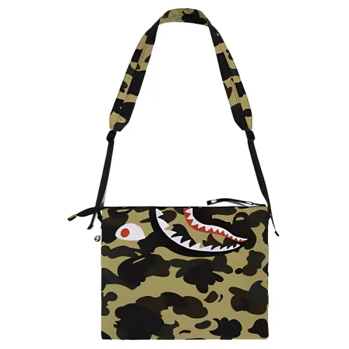 A BATHING APE Print Zippers Crossbody Bag, Shoulder Bag Regular Unisex Green