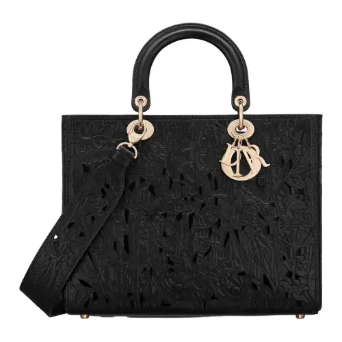 DIOR Cow Leather Handbag One Shoulder Handbag Large Women's Black