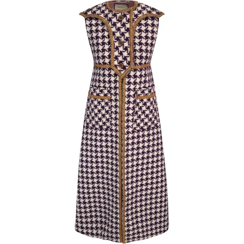GUCCI Wool Sleeveless Long Vest Purple Multi